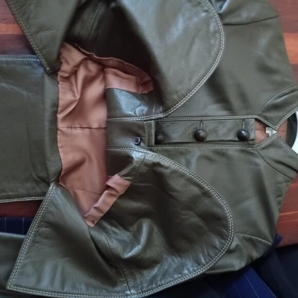 Women's Vegan Leather Military Style Jacket in Rich Green - Picture 12 of 13